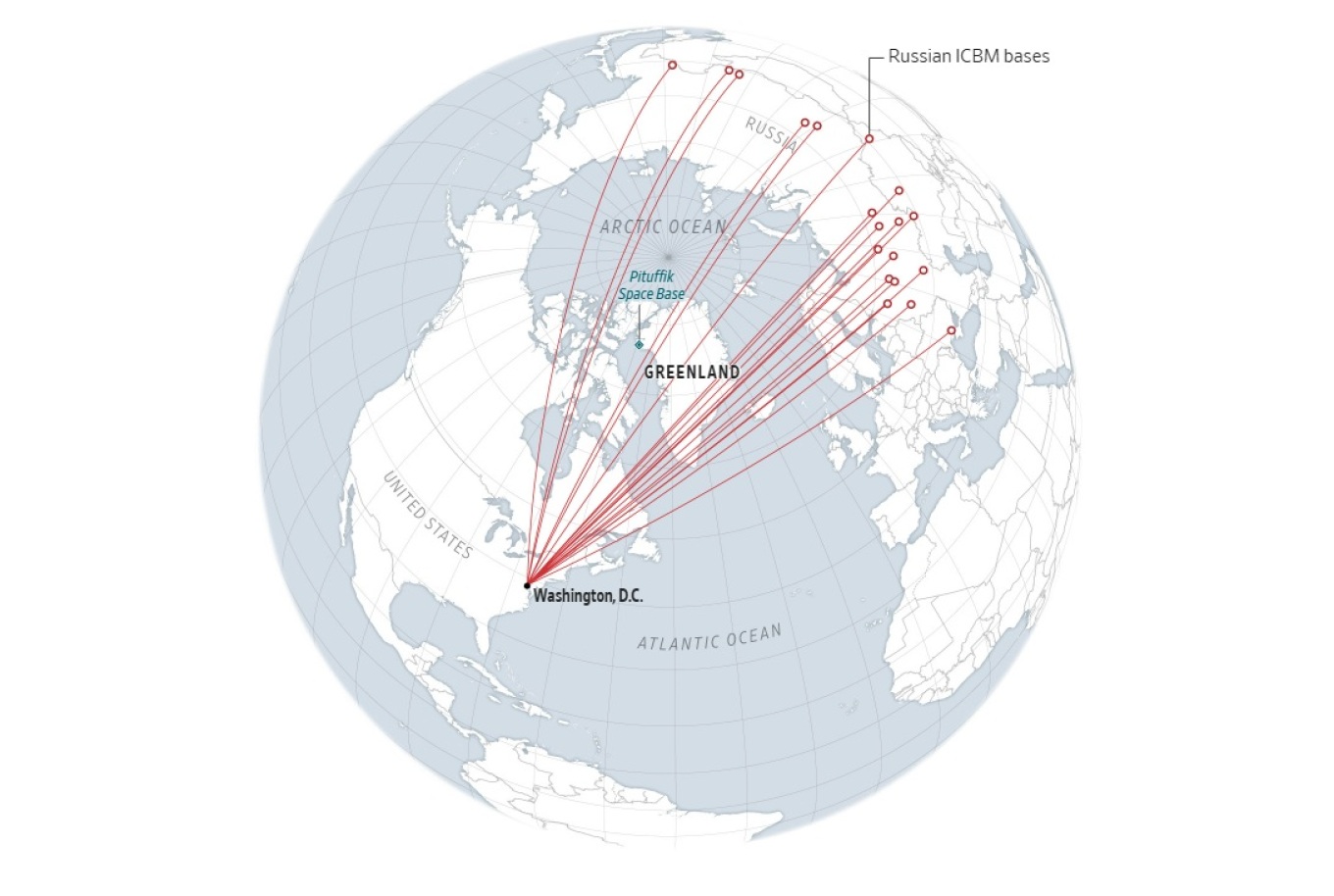 WSJ: Οι χάρτες που εξηγούν γιατί ο Τραμπ θέλει τη Γροιλανδία για την εθνική ασφάλεια των ΗΠΑ