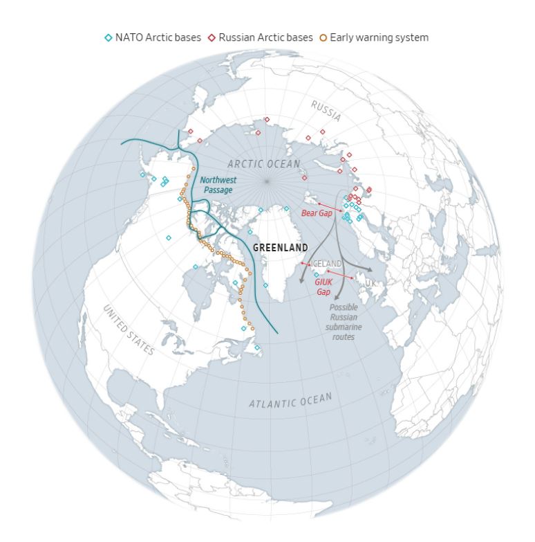 WSJ: Οι χάρτες που εξηγούν γιατί ο Τραμπ θέλει τη Γροιλανδία για την εθνική ασφάλεια των ΗΠΑ